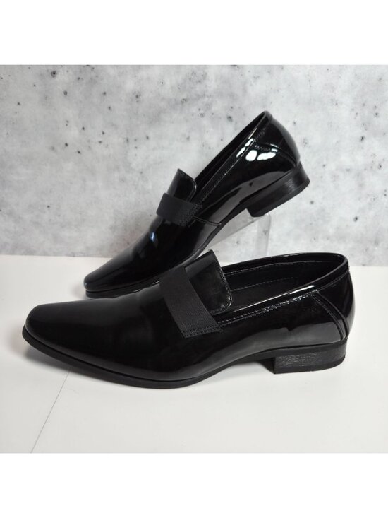 Calvin Klein Mens Black Patent Tuxedo Slip-On Loafers Bernard Style Size 9M main image 6